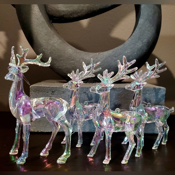 4 Iridescent Reindeer Ornaments/Decor - Picture 3 of 4